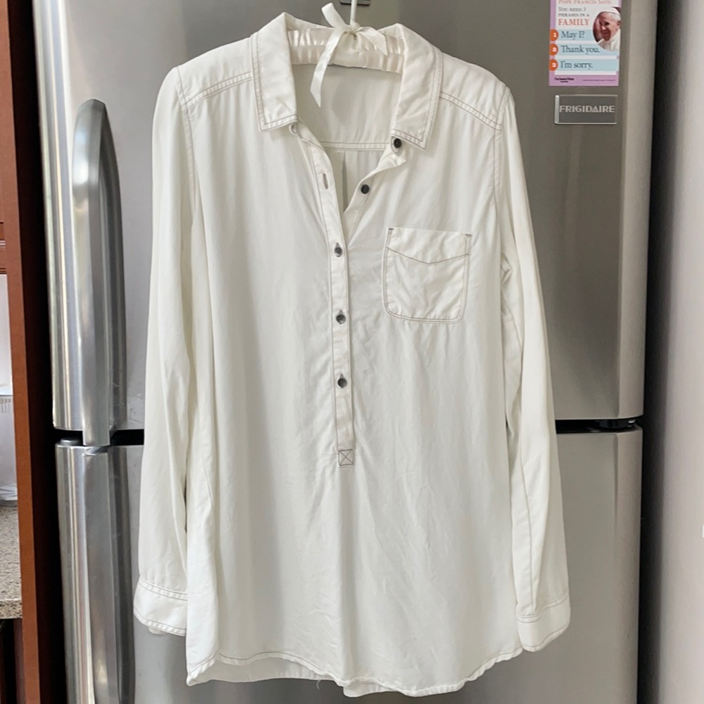 Halogen Cream Mini Shirt Dress or Tunis Top